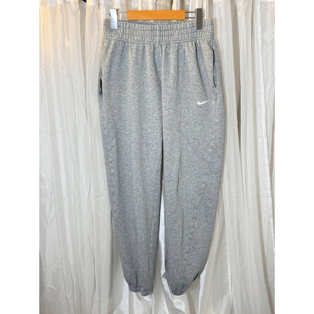 Nike Sweatpants Womens Small Gray Fleece Joggers Stitched Seam Logo Pockets